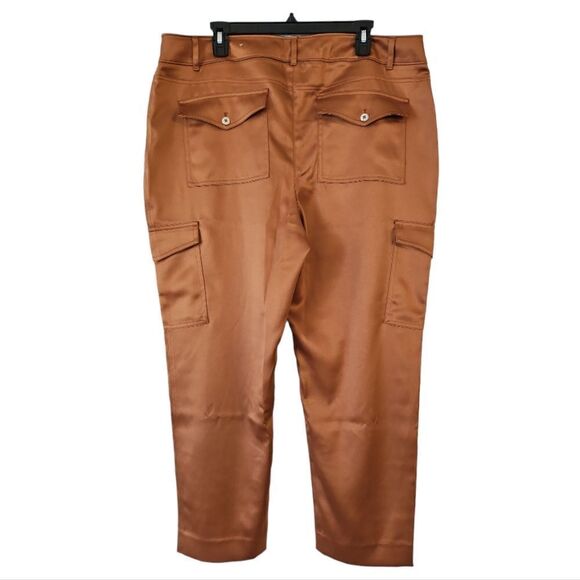 Chicos Satin Ankle Cargo Pants In Golden Brown Women's Size 3 16 - Picture 3 of 12
